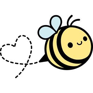 a bee flying with a heart drawn on it