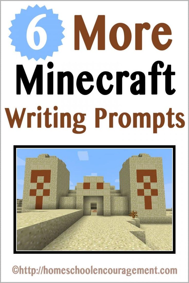 an image of minecraft writing prompts with the title 6 more minecraft writing propps