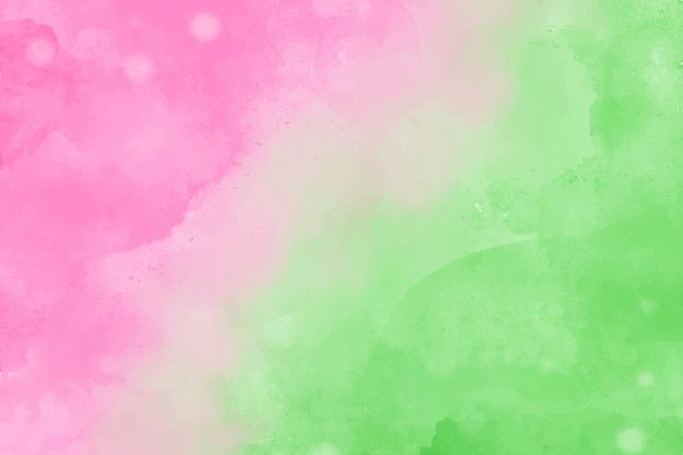 a pink and green watercolor background with white dots on the left side of the image