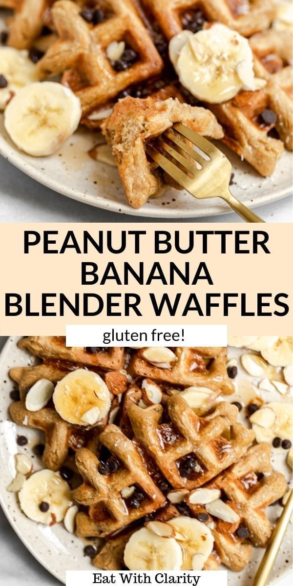 peanut butter banana blender waffles on a plate