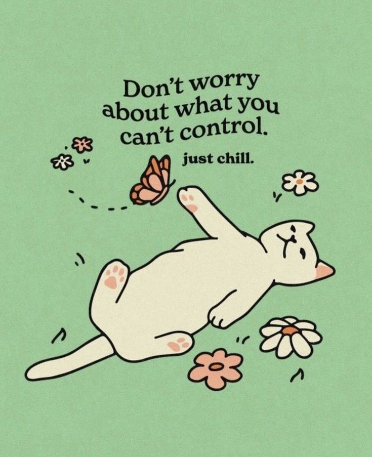 an animal laying on its back with a quote above it that reads, don't worry about what you can't control just chill