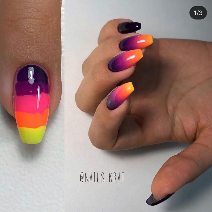 Neon Gradient Nails, Amber Nail, Nail Art Printer, Tape Nail Art, Pretty Nail Colors, Fingernail Designs, Nail Art Designs Diy, Nail Stamping Plates, Nail Polish Designs