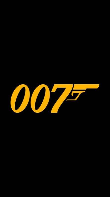 the james bond logo is shown on a black background with yellow letters that read 007