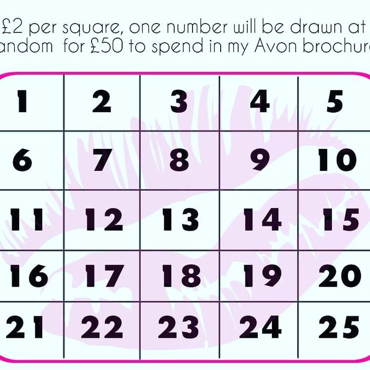 a pink and white square with numbers on it, in the middle is an image of a