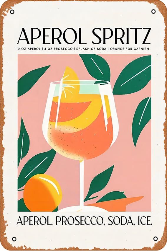 an advertisement for aperoll spritz on a pink background with oranges and leaves