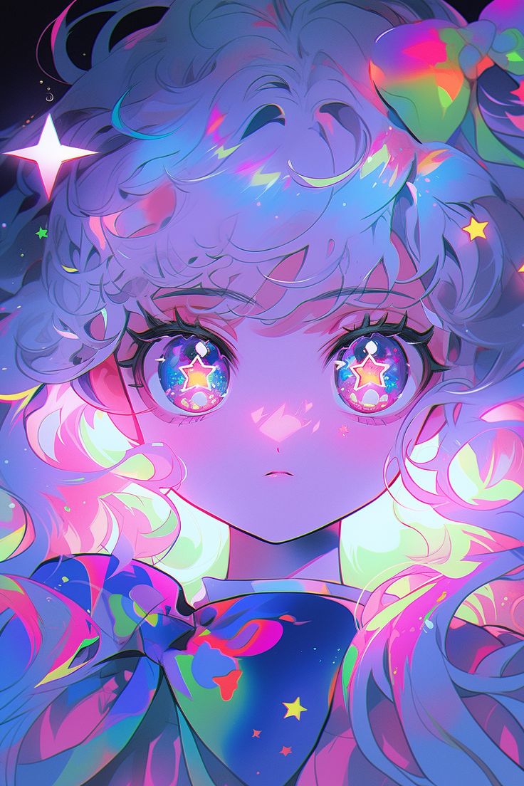 Stars Anime Aesthetic, Star Eyes Anime, Pink Girls Art, Kawaii Alien, Magical Fruit, Anime Moon, Space Anime, Vaporwave Art, Pastel Kawaii