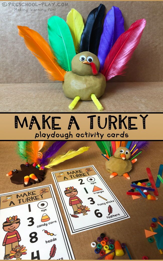 make a turkey playdough activity card game