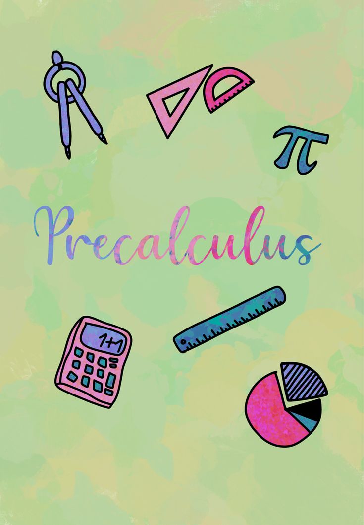 the words precalculaulus are drawn on a green background with colorful doodles