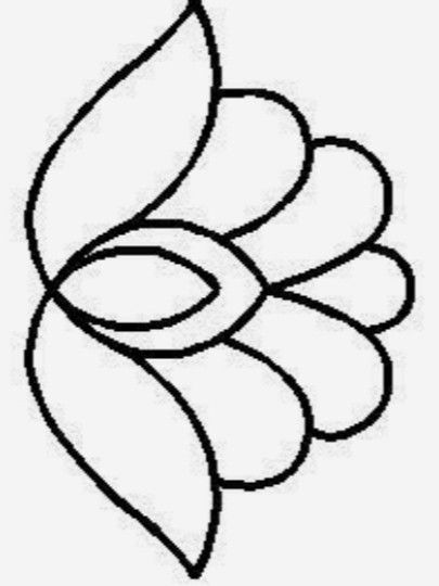 a drawing of a flower with leaves on the top and bottom part of it's petals