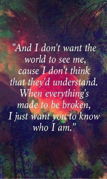 a quote that says, and i don't want the world to see me cause i