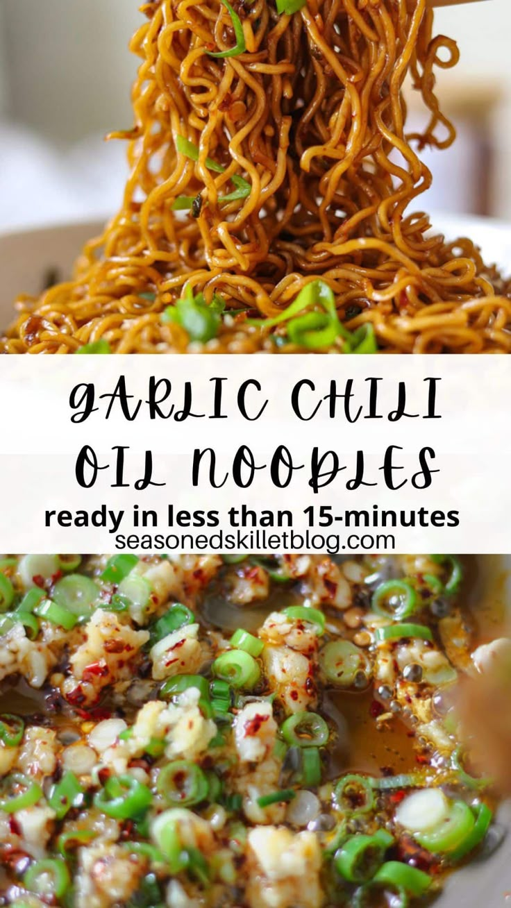 Garlic Chili Oil Noodles are one of the quickest, most insanely delicious ramen noodle recipes, tossed in a spicy garlic chili oil sauce and ready in less than 15-minutes! Garlic Sesame Noodles With Beef, Sesame Chili Noodles, Spicy Garlic Noodles Asian, Sesame Garlic Noodles Easy Recipes, Shirataki Ramen Noodle Recipes, Spicy Garlic Ramen Noodle Recipes, Noodles With Chili Oil, Chili Oil Garlic Noodles, Spicy Chili Noodles