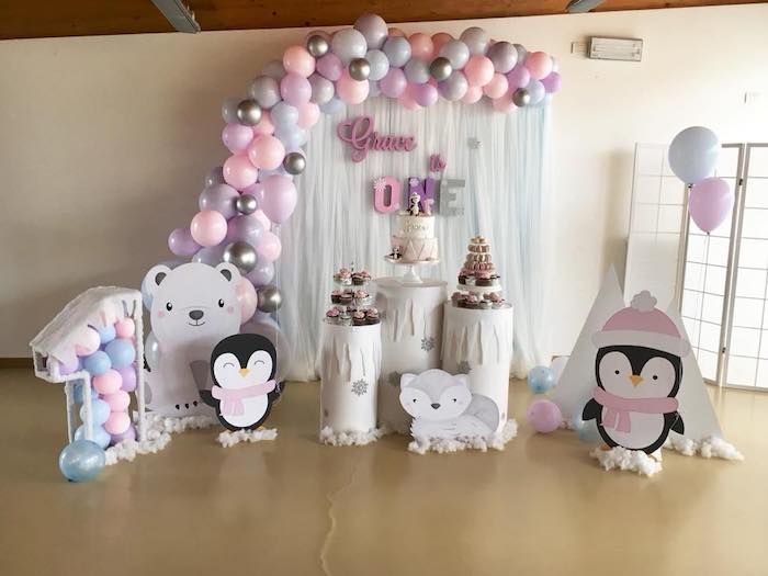 a birthday party with balloons and decorations