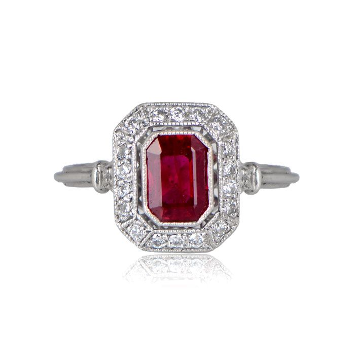 Sicily Ring Estate Diamond Jewelry, Handcrafted Engagement Ring, Vintage Art Deco Rings, Ruby Woo, Emerald Cut Diamond Engagement, Ruby Rings, Ruby Diamond Rings, Best Engagement Rings, Engagement Ring Diamond Cut