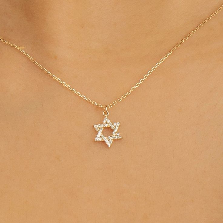 Star of David Necklace / Small Diamond Necklace / Matilda / Solid Gold Necklace / Bat Mitzvah Gift / 14k Gold Necklace / Dainty Necklace ✔ Handmade ✔ Solid Gold ✔ Star Size: 8 mm ✔ Diamond Ct Weight: 0.10ctw Please note. The adjustable option is available upon request. Please see the Personalization box under the drop-down menu. Worldwide DHL shipping is now available 1-3 business days If you choose standard USPS shipping, it will take approximately 10-21 business days NOW USING ITALIAN TRIGGER Yellow Gold Star Of David Necklace With Delicate Chain, 14k White Gold Star Of David Necklace, Elegant Star Of David Charm Necklace With Delicate Chain, Elegant Yellow Gold Star Of David Charm Necklace, Dainty Yellow Gold Star Of David Necklace, Small Diamond Necklace, God Pendant, Gold Necklace Dainty, Uchiha Obito