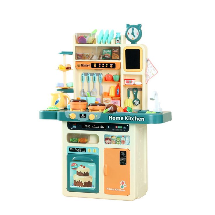 a toy kitchen playset with lots of food