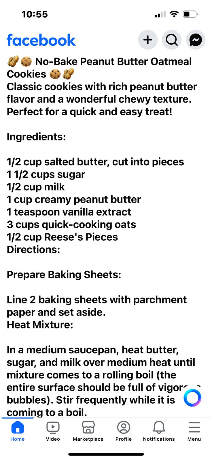 an image of a recipe on the app for cooking with facebook and instagrams