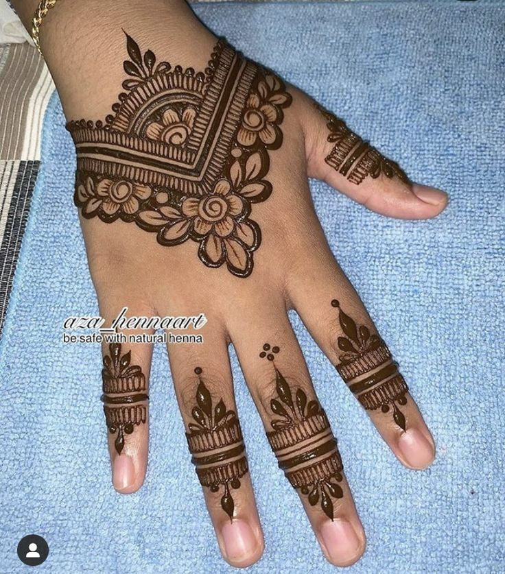 a woman's hand with henna tattoos on it