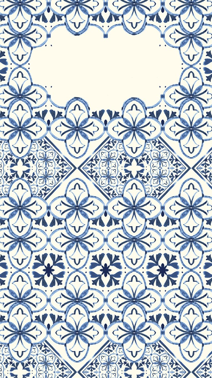 a blue and white background with an ornate design