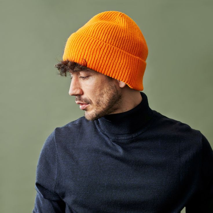 Montagna | True Orange Chunky Knitted Rib Beanie | In stock! | Fawler Orange Beanie For Winter, Winter Orange Hat, Winter Orange Hat, One Size Fits Most, Orange Knitted Beanie Hat, Orange Winter Hat, Orange Beanie, Beanie For Men, Elegant Coats, Gift Envelope