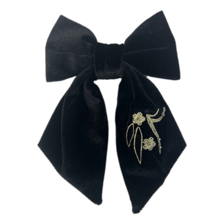 Aurora Black Velvet Hair Bow - Petite Maison Kids Velvet Hair Bow, Black Velvet Bow, Hair Clasp, Velvet Hair, The Aurora, Velvet Bow, Velvet Material, Signature Design, Bow Headband