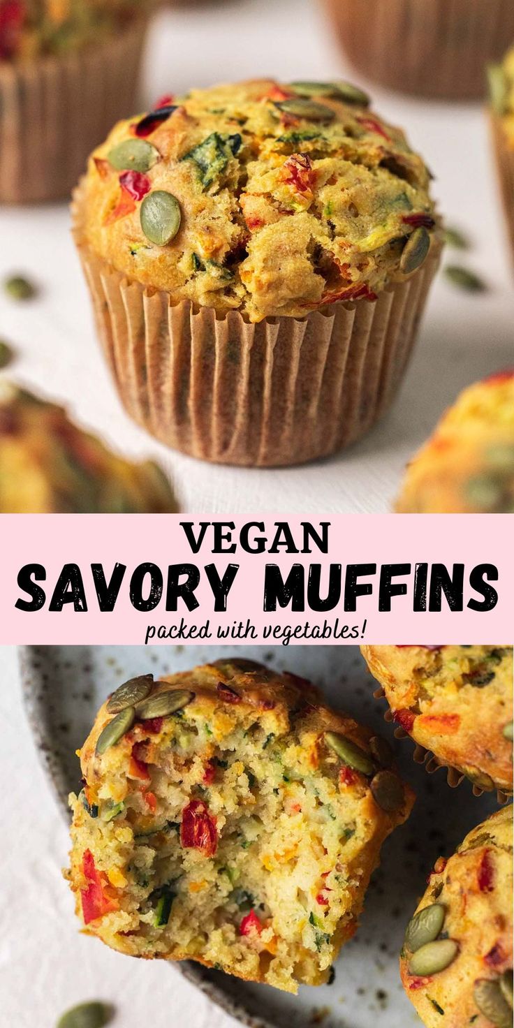 vegan savory muffins packed with vegetables