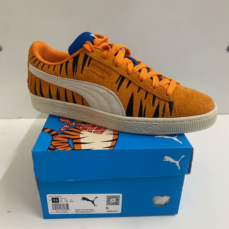 New Worn Men’s 9.5 Puma Sneaker Orange Puma Sneakers With Round Toe, Orange Lace-up Puma Sneakers, Puma Rsx, White Casual Shoes, Puma Rs, Puma Sport, Black And White Sneakers, Puma Suede, Black Trainers