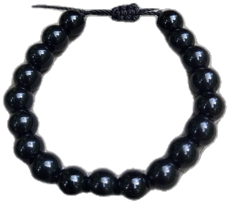 Adjustable Black Beaded Bracelets With Polished Beads, Black Stretch Bracelet With Polished Beads, Spiritual Black Beaded Bracelets, Spiritual Black Beads Bracelet, Black Pearl Bracelet With Round Beads, Adjustable Black Crystal Bracelet With Black Beads, Black Spiritual Bead Bracelet, Black Beaded Wristband Bracelet, Black Beaded Stretch Bracelet