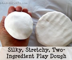 a person holding a white object in their hand with the words silky, stretchy, conditioner and constrach play dough