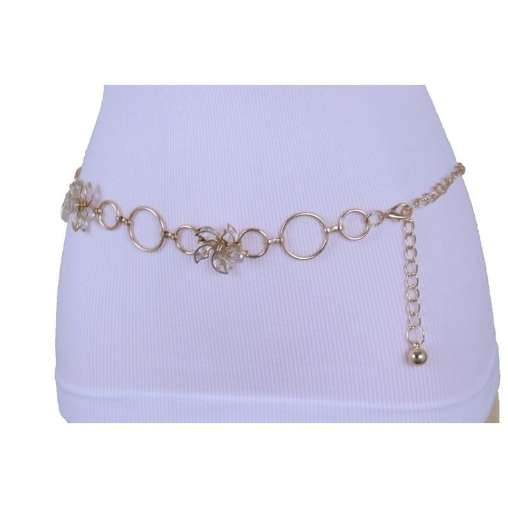 Style : Fashion Style Look / High Waist Or Hip Condition : Brand New Color : Gold Metal Chain Links Waistband And Charms + Silver Clear Rhinestones Beads Size: One Size Belt Small - Large Waist Size: About 25" - 43" Belt Width : About 1 3/8" Very Special Fashionable Belt Brand New Trendy Women Stylish Waistband Spring Summer Collection Ladies Fashion Sexy Belt - Day Or Night Classic Look Or Party Time Brand New Sexy Fun And Edgy Fashion Special And Unique Stylish Belt Ladies Fashion Fancy Casual Elegant Adjustable Chain Belt For Summer, Chic Gold Chain Belt For Spring, Elegant Spring Chain Belt With Chain Strap, Elegant Chain Strap Belt For Spring, Trendy Spring Chain Belt For Party, Trendy Spring Party Chain Belt, Gold Chain Belt For Party In Spring, Chic Spring Chain Belt, Fun Belts