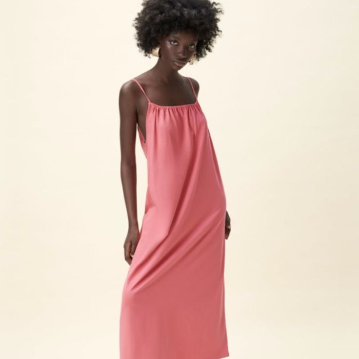 Zara Midi Dress With Ruched Straight Neckline And Spaghetti Straps. Armpit To Arnpit 22-24” Length 51” Pink Spaghetti Strap Maxi Dress For Daywear, Pink Slip Dress With Straight Neckline For Spring, Zara Slip Dress With Spaghetti Straps, Zara Spaghetti Straps Midi Dress For Beach, Zara Midi Dress With Spaghetti Straps For Brunch, Zara Summer Midi Dress With Straight Neckline, Zara Maxi Dress With Spaghetti Straps For Brunch, Zara Spaghetti Straps Maxi Dress For Brunch, Zara Dresses With Straight Neckline For Spring