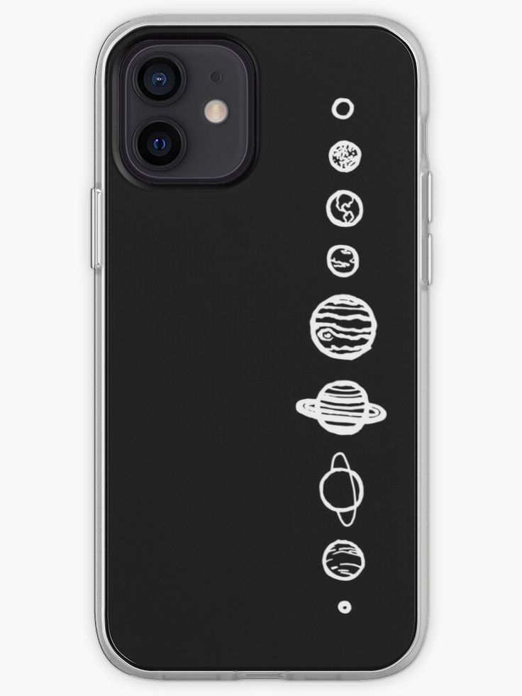 an iphone case with the planets drawn on it