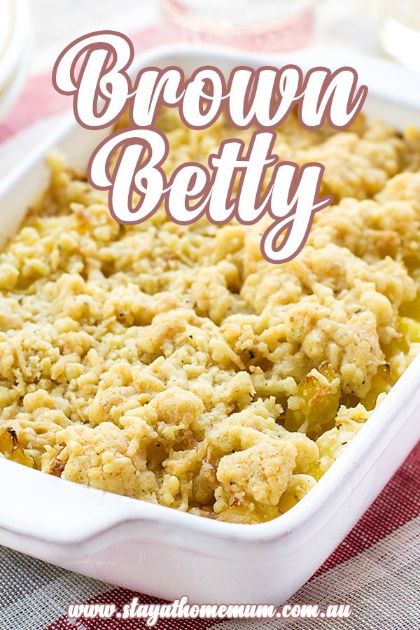 a casserole dish with brown betty written on it