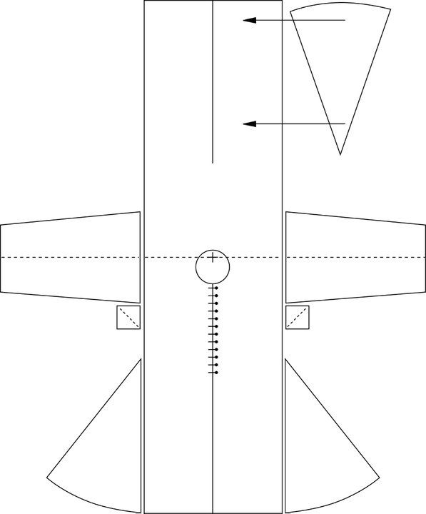 the diagram shows how to draw an airplane with two wings and one wing on each side