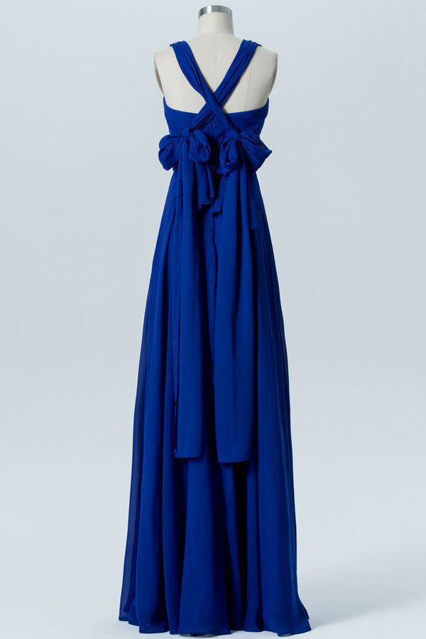 Elegant royal blue long bridesmaid dress features with wide spaghetti straps, belt and zipper back.Elevate any wedding party with the Straps Royal Blue Pleated Long Bridesmaid Dress. The elegant straps and pleated design add a sophisticated touch, while the long length ensures a graceful and modern look. Perfect for any bridesmaid, this dress combines style and comfort effortlessly. ♡ Fabric: Chiffon ♡ SKU: FV10307 ♡ Shown Color: Same as picture ♡ Time: Processing Time + Shipping Time Processing Bridesmaid Dresses Long Blue, Bridesmaid Gown Chiffon, Teal Cocktail Dress, Royal Blue Bridesmaid Dresses, Fancy Short Dresses, Wedding Dress Prices, Convertible Bridesmaid Dress, Cheap Gowns, Halter Bridesmaid Dress