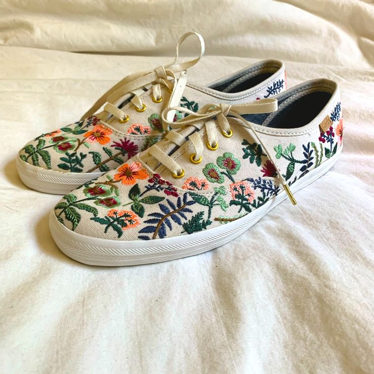 Brand New And Unworn. Gorgeous Embroidered Keds Originals X Rifle Paper Co. Perfect For A Wedding Or Graduation. Women’s Size 7, Uk 4.5 Womens Keds, Embroidered Shoes, Keds Shoes, Keds, Womens Shoes Sneakers, A Wedding, Shoes Sneakers, Size 7, Women Shoes