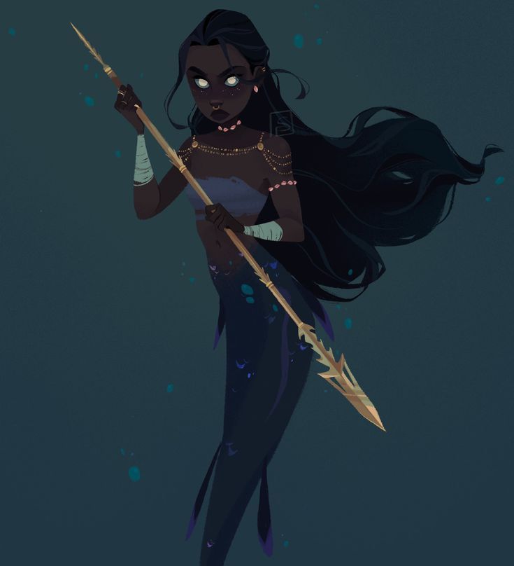 a woman with long black hair holding a wand