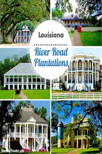 several pictures of houses and trees with the words, louisiana river road plantations