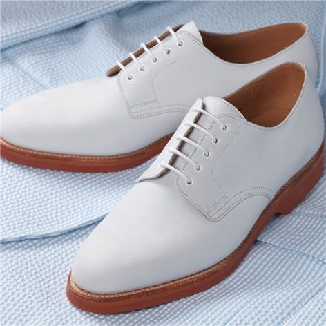 The Bermuda Buck in White Timeless Plain Toe Oxford For Derby, Timeless Plain Toe Oxford Shoes For Derby, Timeless Plain Toe Oxford For Formal Occasions, Classic Plain Toe Oxford For Derby, Classic Derby With Goodyear Welted Almond Toe, Classic Goodyear Welted Derby With Almond Toe, Classic Almond Toe Derby With Goodyear Welted, Derby Plain Toe Oxford With Rubber Sole, Derby Oxford Shoes With Rubber Sole And Plain Toe