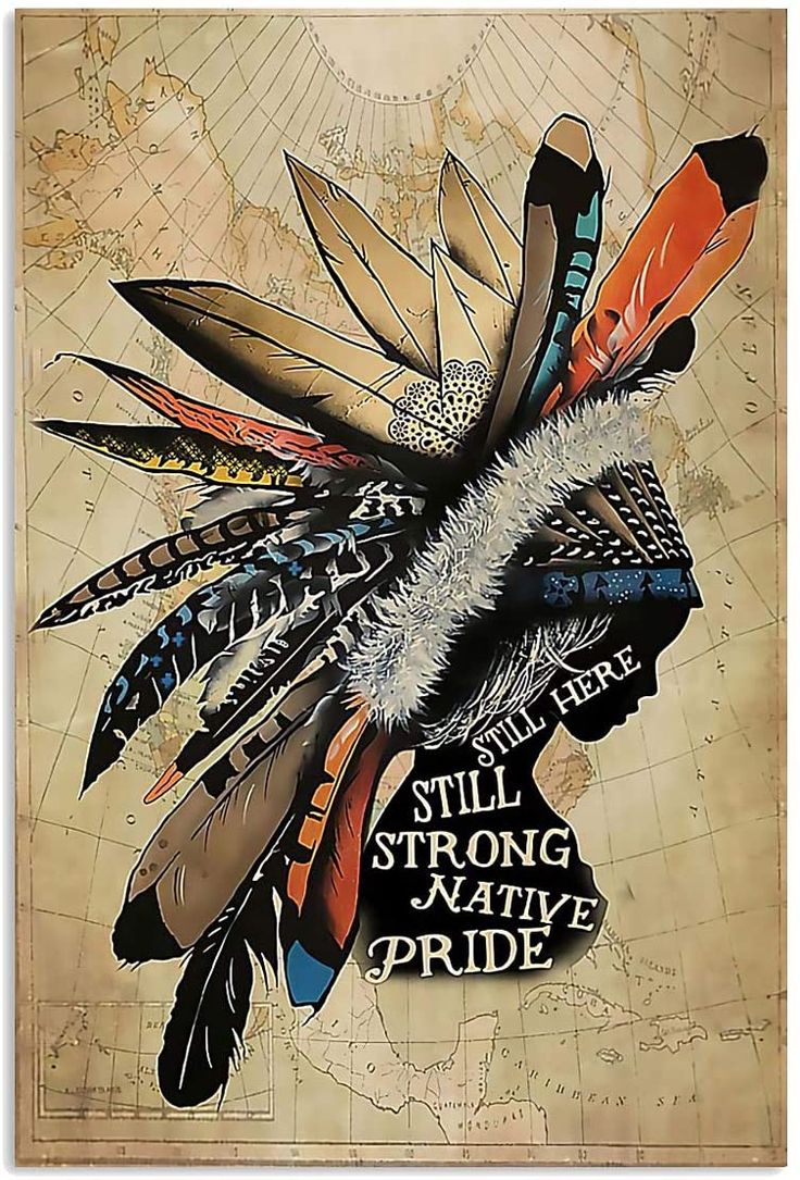 a poster with feathers on it that says still strong native pride