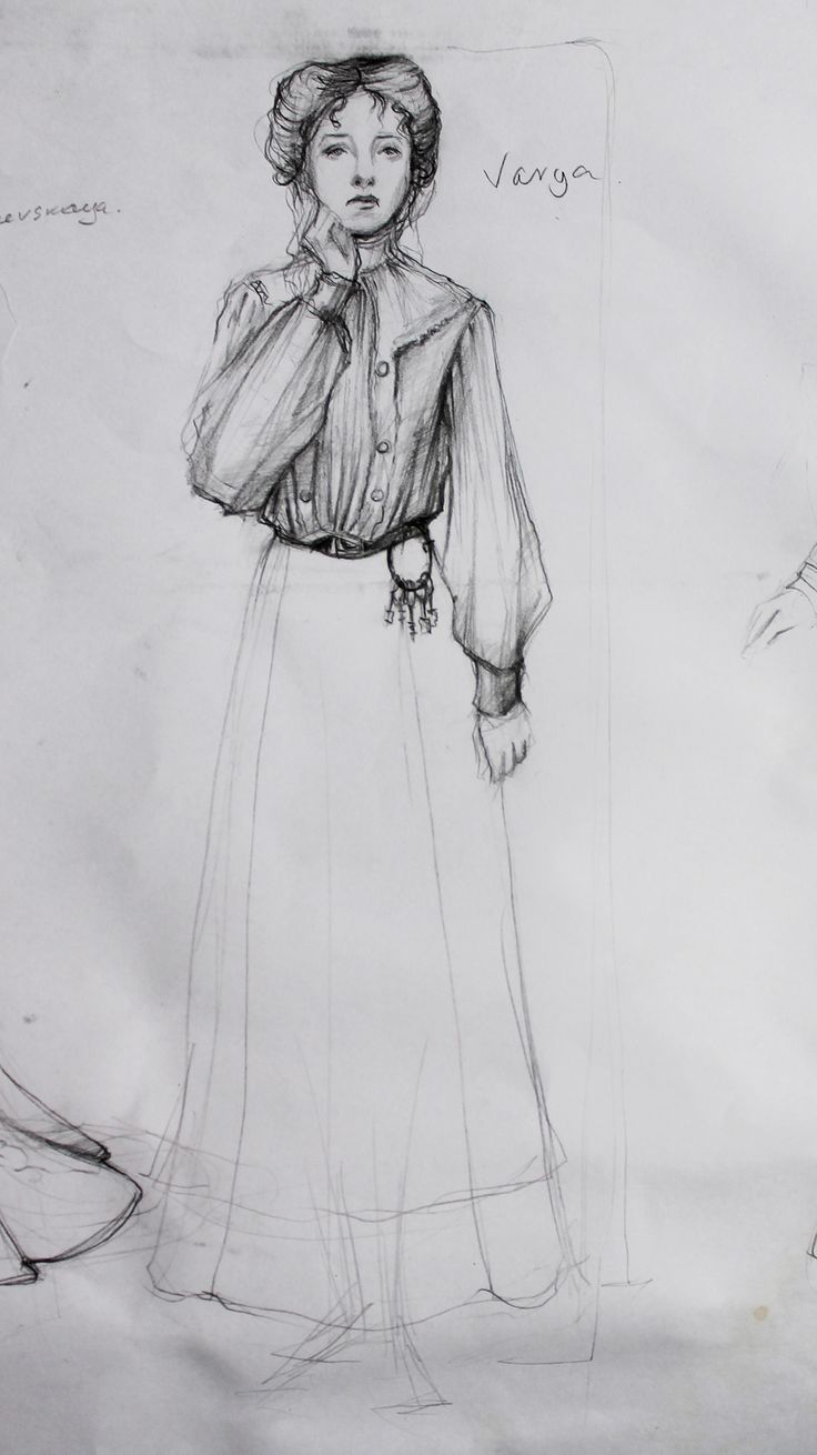 a drawing of a woman in a dress