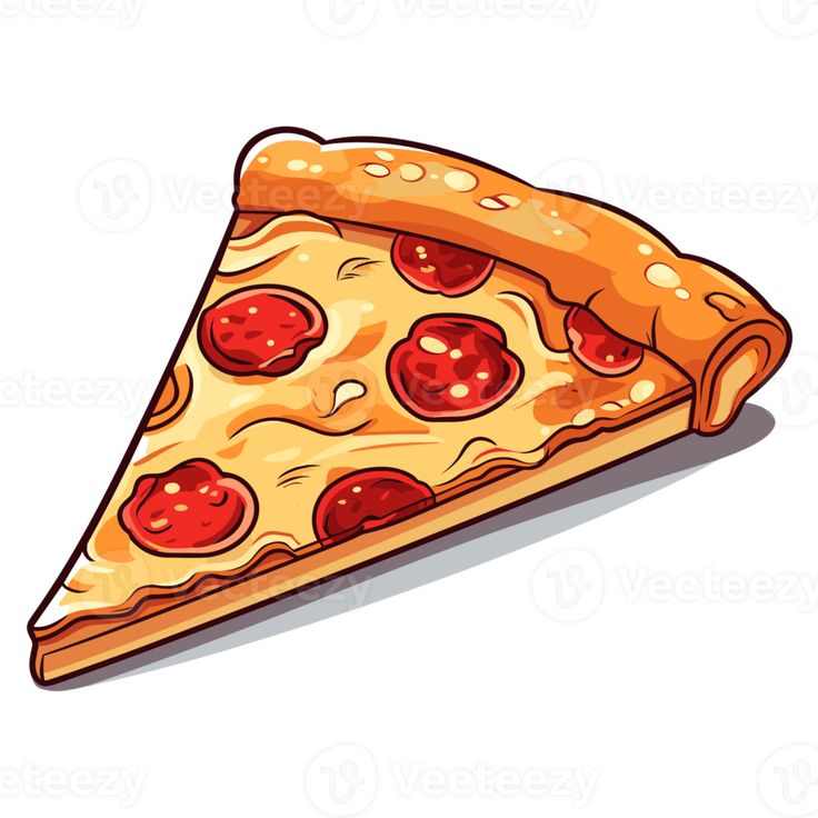 a slice of pizza with pepperoni and cheese on the top is shown in this cartoon