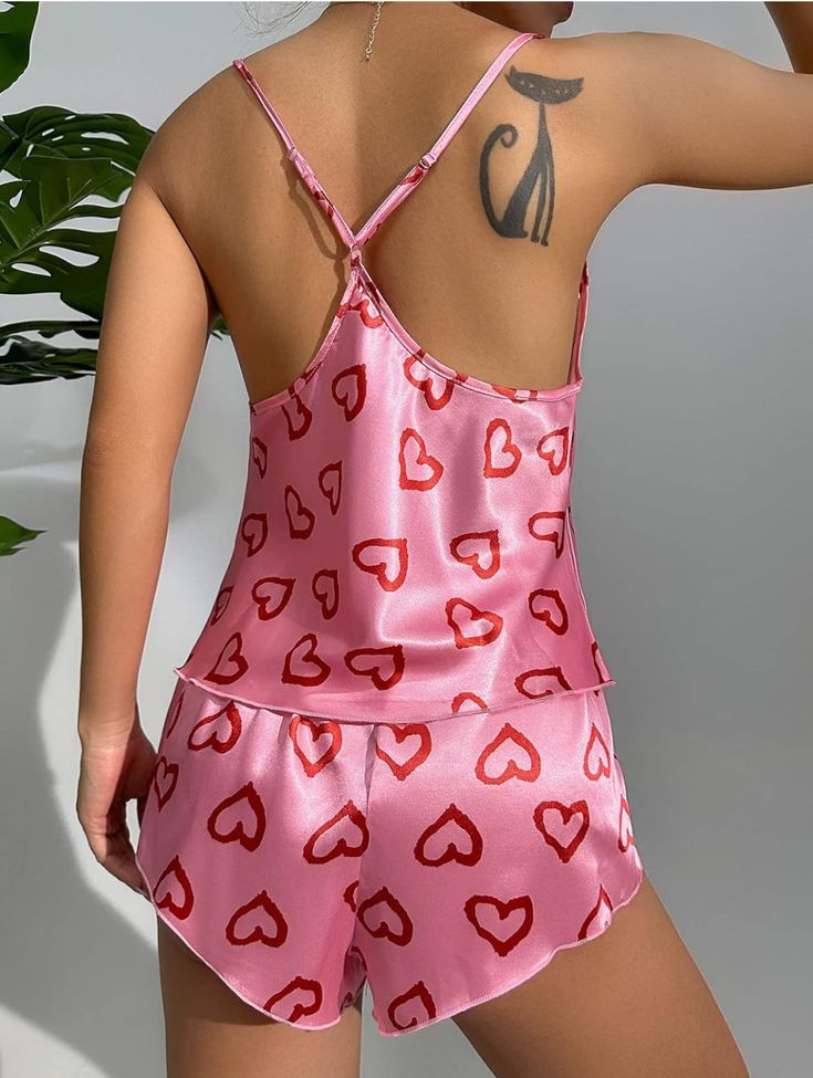 Pink silky sexy tank top and short pajama set. (runs big choose 1 size down. ) Summer Sleepwear Camisole With Built-in Bra, Satin Cami Sleepwear For Loungewear, Satin Camisole With Built-in Bra For Loungewear, Pink Short Set For Sleep, Trendy Short Sleepwear For Loungewear, Fitted Satin Sleepwear For Pajama Party, Cute V-neck Sleepwear For Loungewear, Spring Pajama Party Short Set, Pink Satin Tank Top For Summer