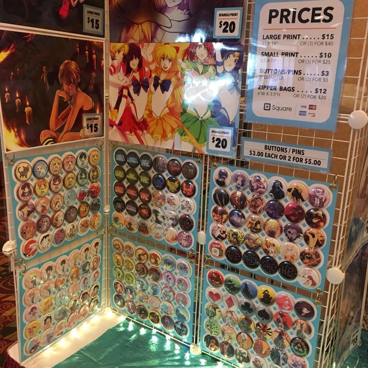 there are many buttons on display in the store