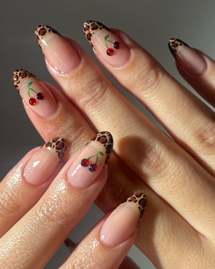 I am absolutely loving the leopard print + cherry combo 🐆🍒 • @crackedpolish Fool Me One Coat Chinotto Stem 🍒use code KRISTIN to save (affiliate) ——— @lightslacquer Cappuccino Clueless 🍒use code KRISTIN to save (affiliate) • • • #nailinspo #naturalnails #smallbusiness #almondnails #coffinnails #squarenails #roundnails #nailartist #nailtech #nails #nailart #cutenails #longnails #nailtutorial #nailtutorials #nailarttutorial #nailvideo #nailvideos #summernails #fallnails #leopardprint #cheeta... Leopard Christmas Nails, Uñas Ideas, Cheetah Nails, Leopard Print Nails, Cherry Nails, Leopard Nails, Round Nails, The Leopard, Nails Inspo