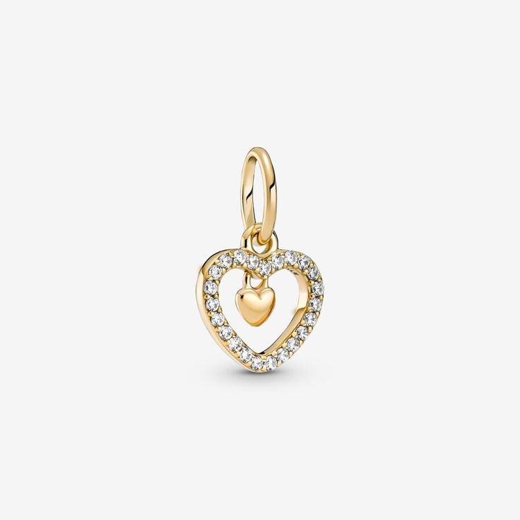 Sparkling Double Heart Dangle Charm | Gold | Pandora US Pandora Gold, Heart Shaped Frame, Charms Pandora, Bracelet Pandora, Pandora Bracelet Charms, Pandora Charm, Double Heart, Gold Sparkle, Dangle Charms