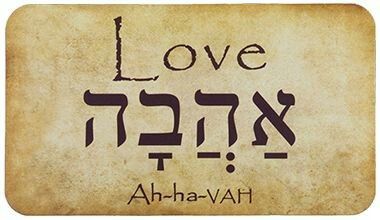 an old sign with the word love written in hebrew and also has writing on it