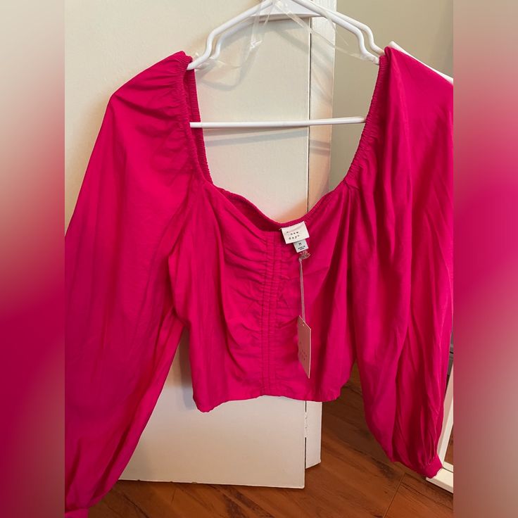 Super Cute New With Tags Hot Pink Top From Target Hot Pink Preppy Tops, Pink Longsleeve, Hot Pink Top, Hot Pink Tops, Pink Top, A New Day, New Day, Hot Pink, Top Blouse