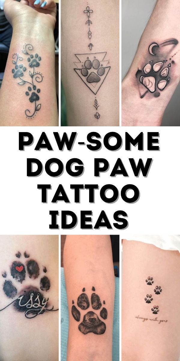 some dog paw tattoos are shown in this collage