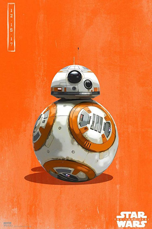 a star wars bbg robot on an orange background