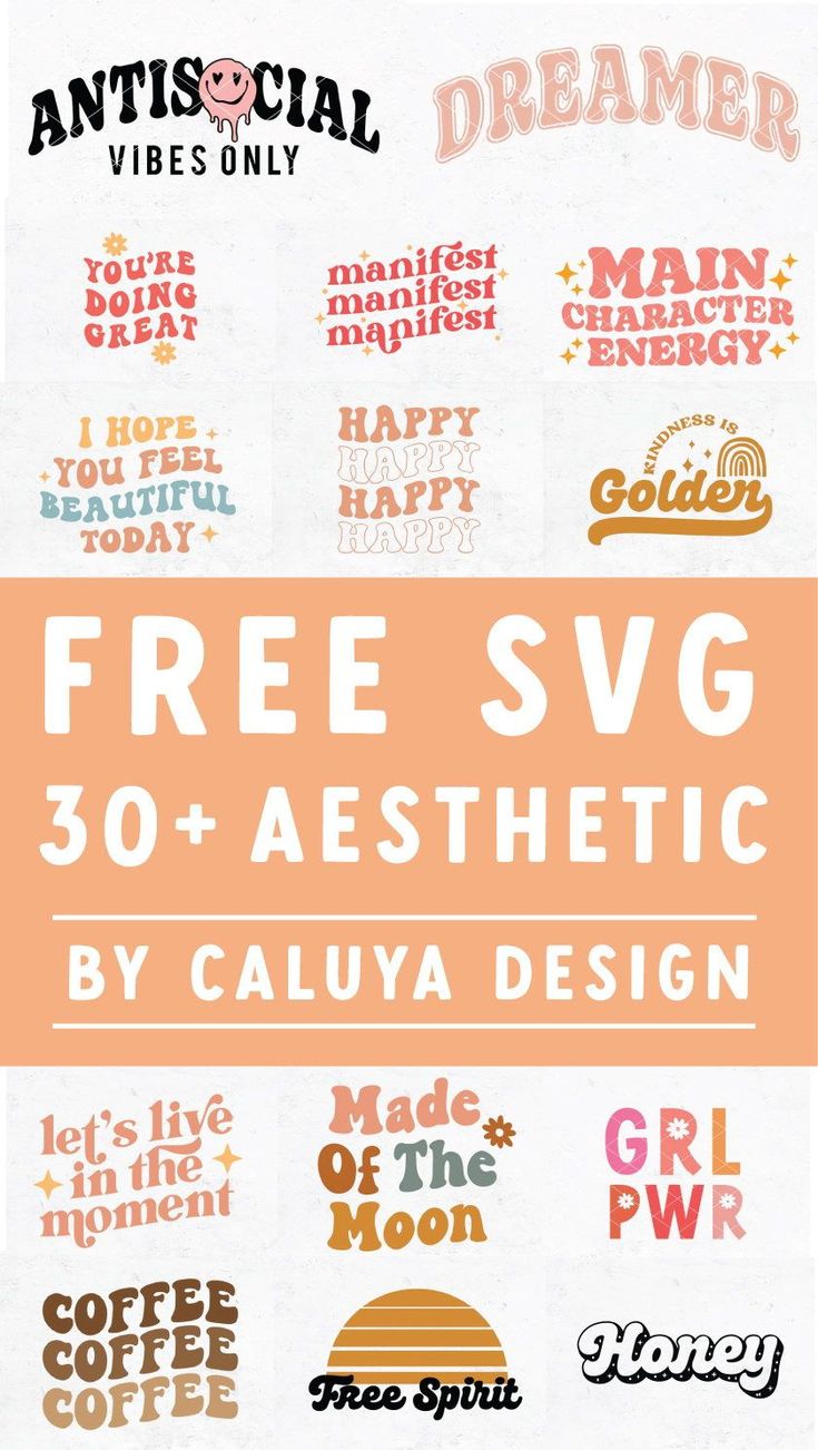 an advertisement for free svg and aesthetic by caluya design, featuring coffee cups